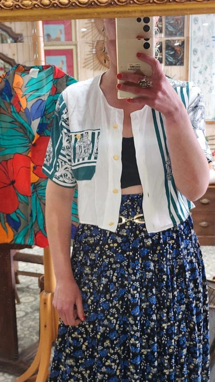 Adorable petite blouse vintage fluide cropée - photo numéro 3