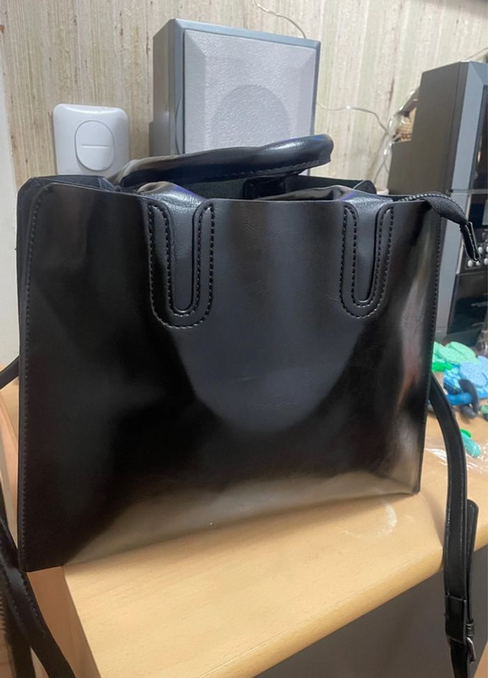 Sac Fourre Vintage noir En Cuir Synthétique - photo numéro 9