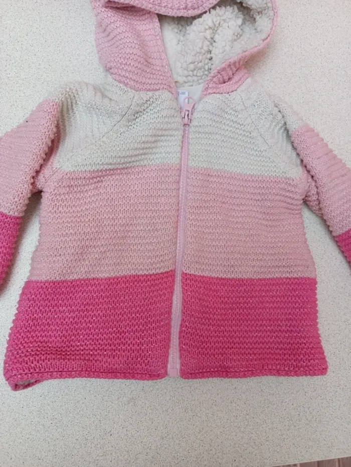 Gilet molletonnne a capuche taille 12mois - photo numéro 2