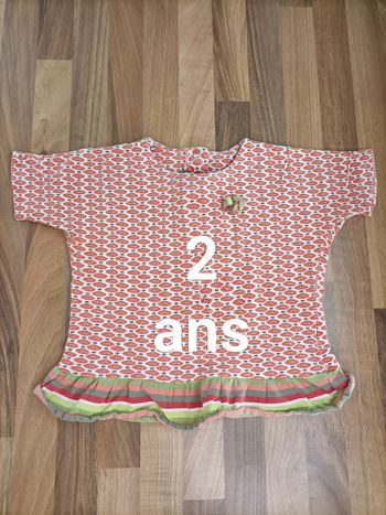 Tee-shirt  blanc orange Orchestra 2 ans