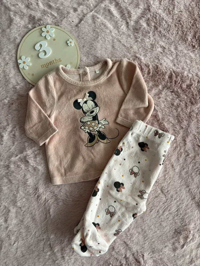 Pyjama chaud, deux pièces 3 mois Minnie