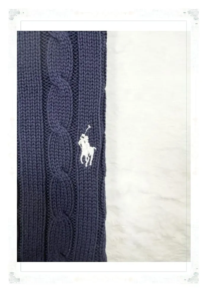 Ralph Lauren veste zippé torsadé bleu marine femme taille M coton - photo numéro 6