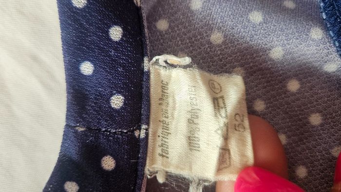 Chemisier vintage bleu à pois- taille 44/46 avec col lavallière - photo numéro 4