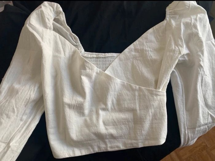 Blouse courte croisée blanche - photo numéro 5