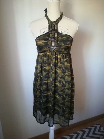 Robe kaki à motif, Jennyfer, taille S, TBE !