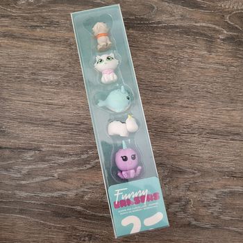 Coffret 5 gommes thème petits animaux