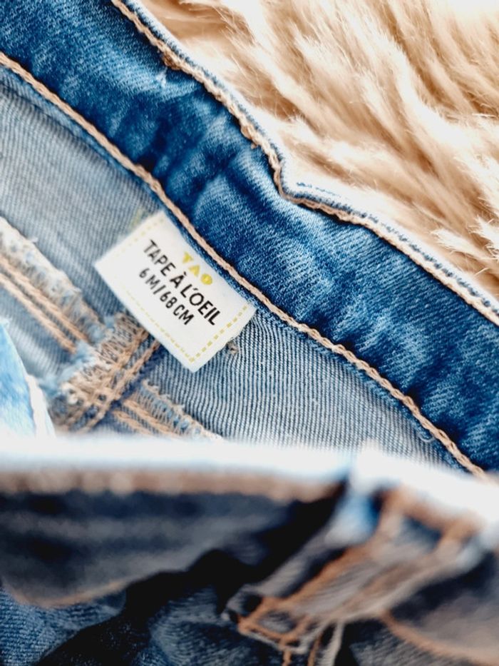 Ensemble tee-shirt manches longues jeans 6mois fille - photo numéro 3