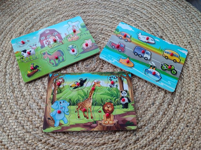 Lot de 3 puzzles en bois