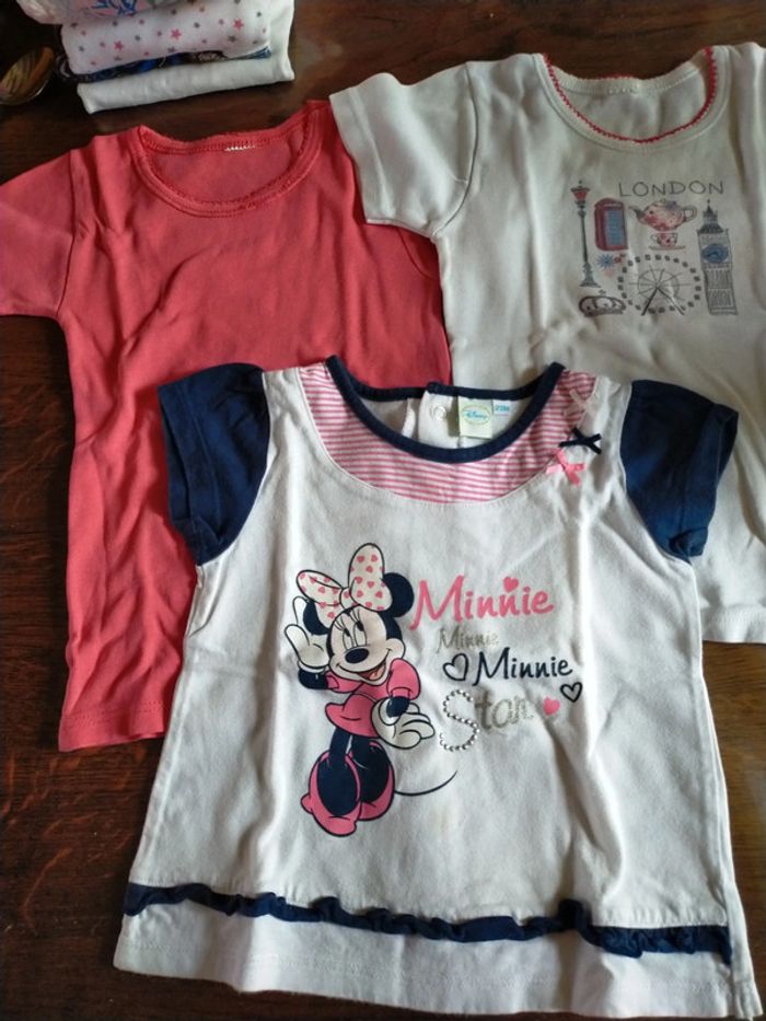 Lot 3 t-shirts rose et blanc 24 mois