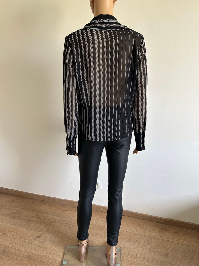 Blouse noire et blanche transparente Mexx taille française 40 TBE - photo numéro 6
