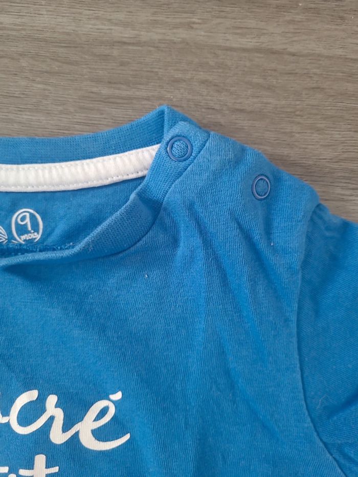 Tee-shirt MC bleu 9 mois - photo numéro 2