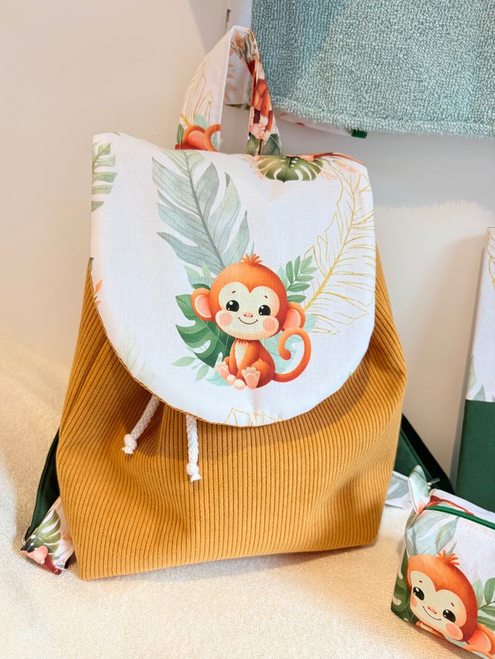 Tablier (bavoir manches longues) motifs Singe T.18-24 mois - photo numéro 4