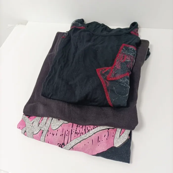 Lot 3 t-shirts femme taille L noir et gris – Superdry, design original, casual lot 08