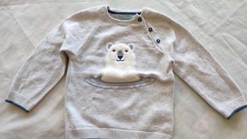 Pull obaibi 23 mois ours blanc