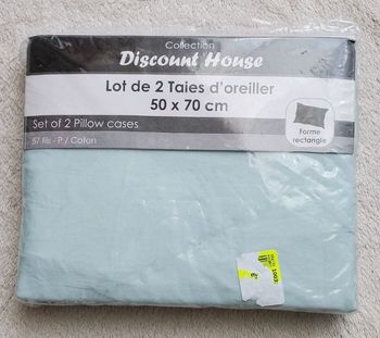 2 taies d'oreiller rectangulaires en 50 X 70cm