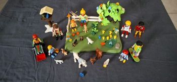 Lot Playmobil - Scène de Parc avec 9 Personnages, Animaux et Mare