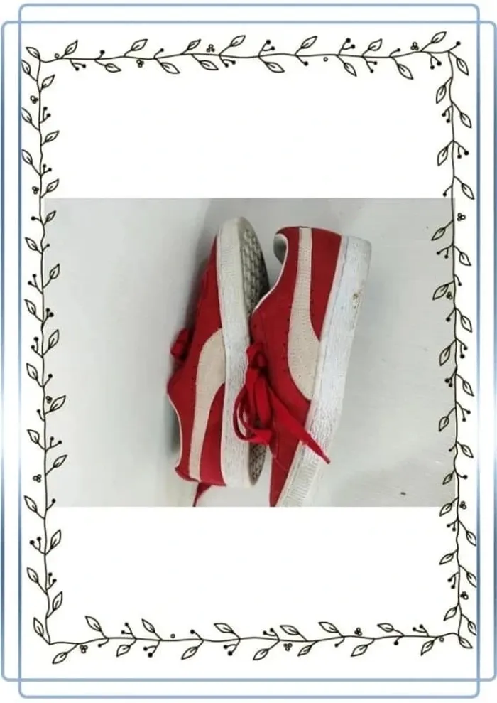 Chaussures basses puma rouge, taille 36, bon état plusieurs traces - photo numéro 7