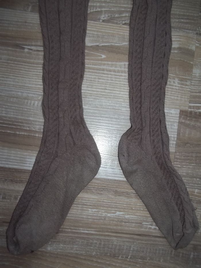 Lot collants côtelés marron clair et noir 27/30 4/6 ans - photo numéro 2