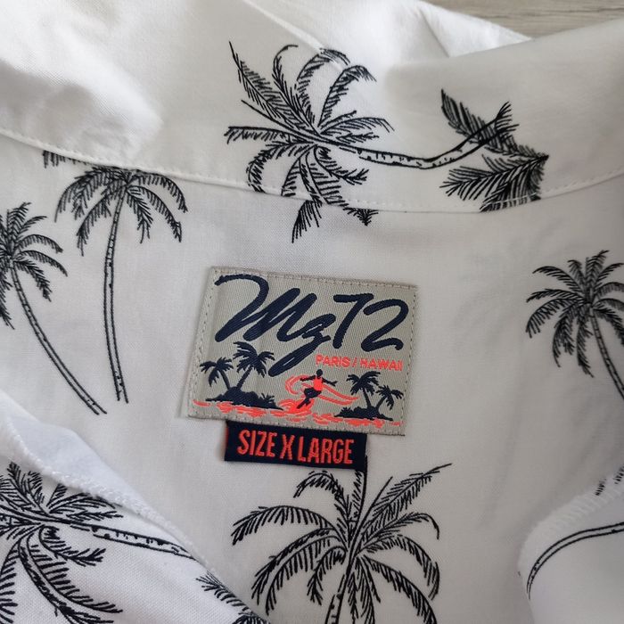 Chemise homme hawaïenne imprimée blanche à manches courtes MZ72 taille XL - photo numéro 2