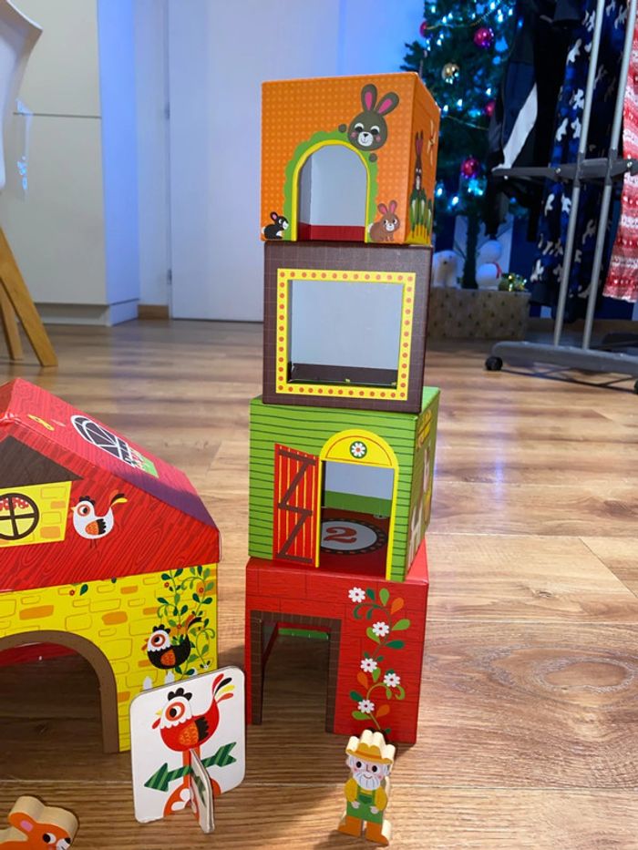 Cubes empilables ferme avec animaux - photo numéro 3