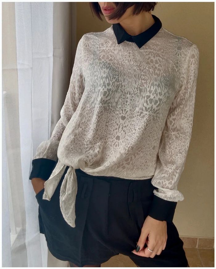 Chemisier IKKS blanc et noir taille S très bon état