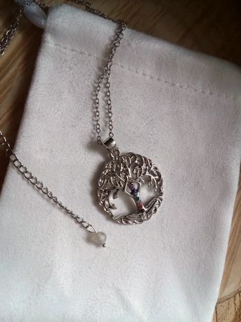 Collier argenté arbre de vie chakras