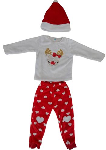 Pyjama velours Noël fille avec bonnet 36 mois TBE