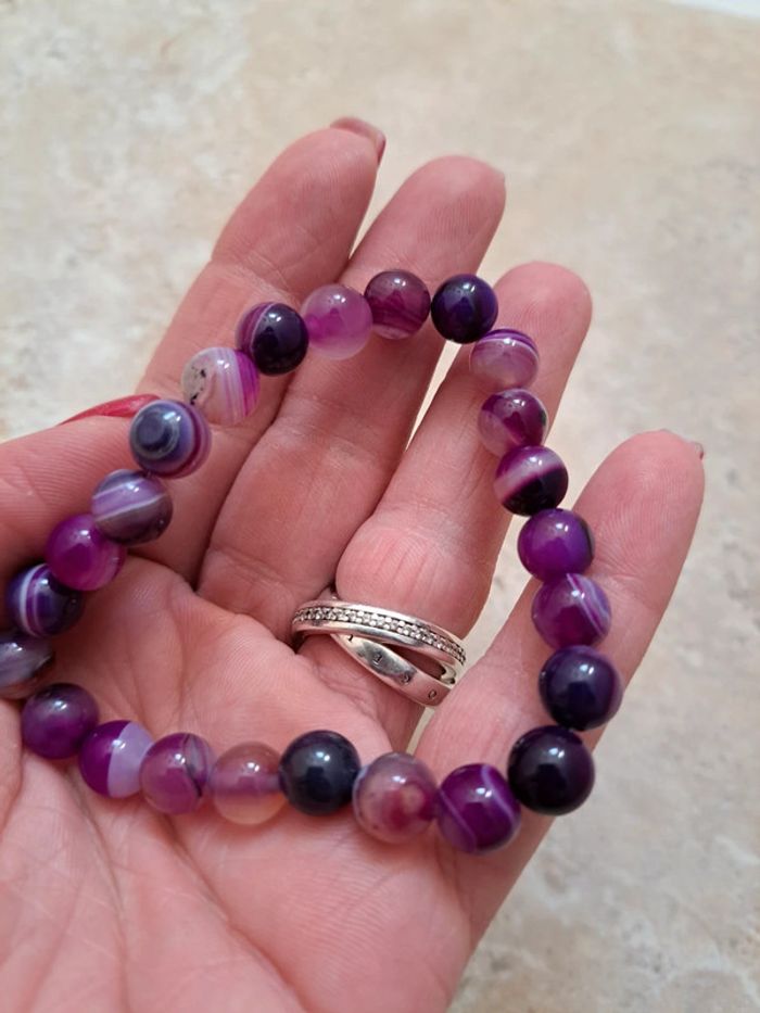 Bracelet pierre agate rose - photo numéro 3