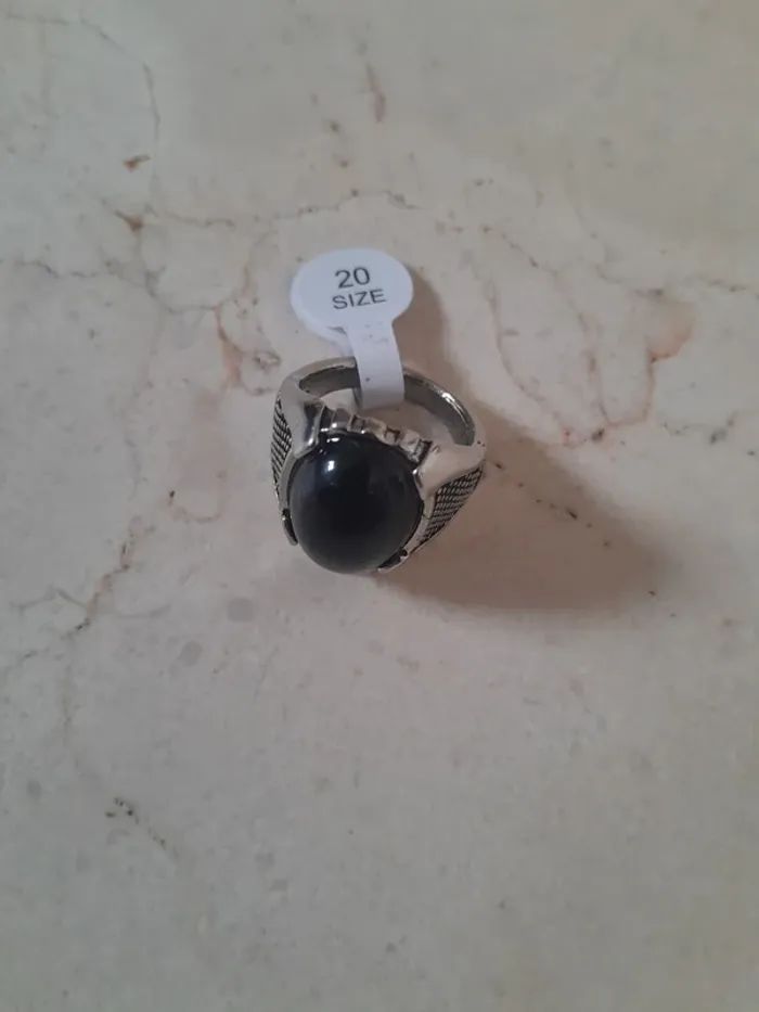 Bague Homme Chevalière 💫vintage💫pierre noire 💫Taille 20💫 - photo numéro 2