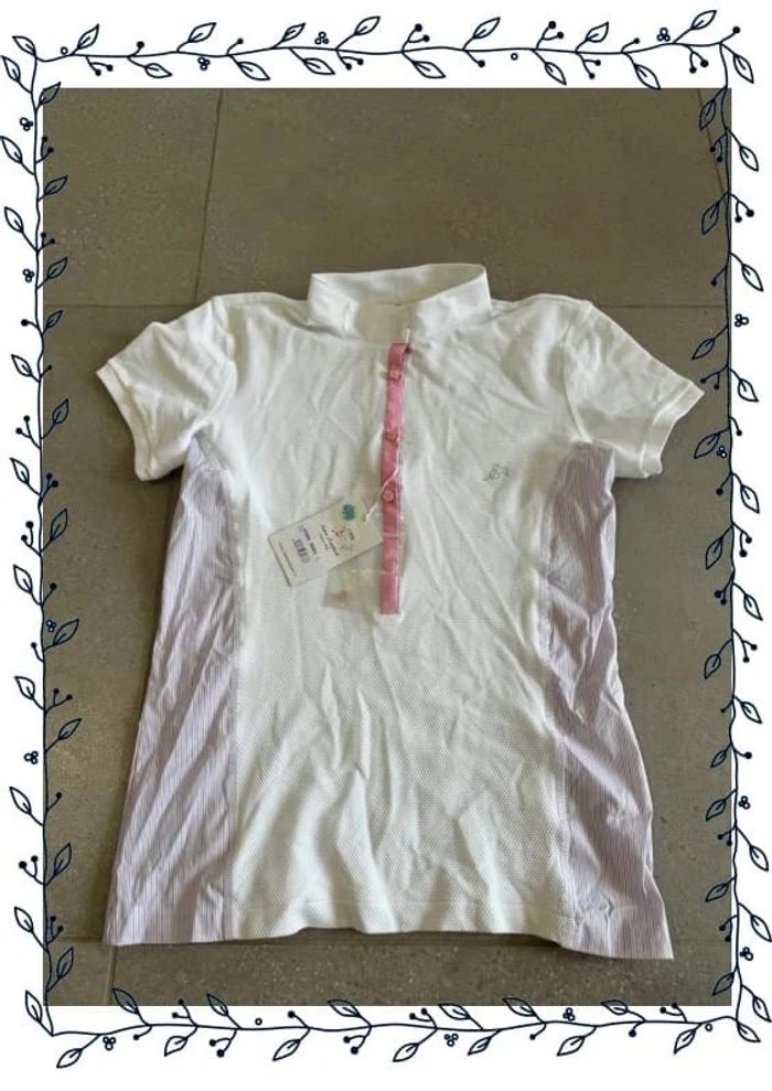 Polo rose et blanc Anna Scarpati taille L, neuf valeur 120€