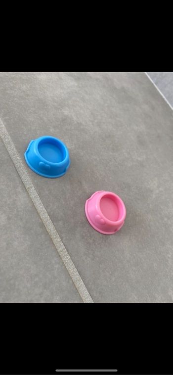 Jouet gamelle animaux rose et bleu