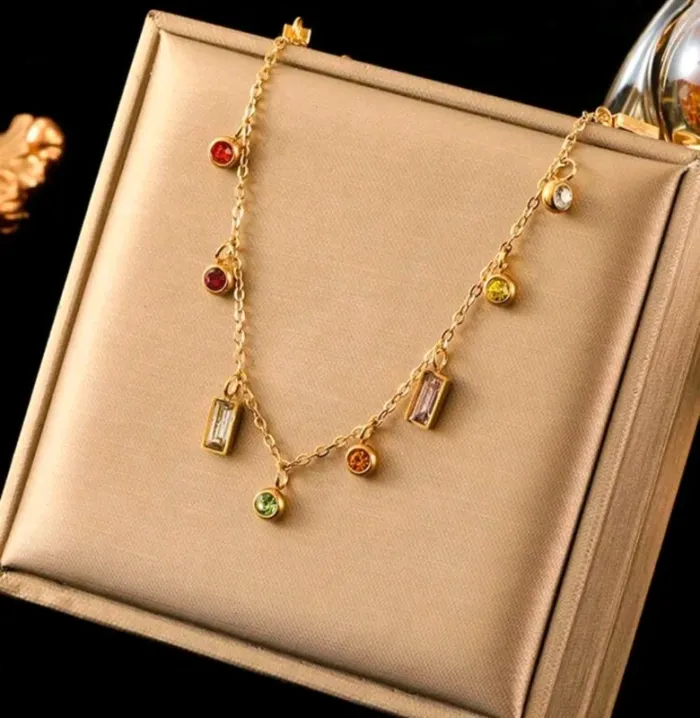 Collier acier inoxydable géométrie couleurs - photo numéro 2