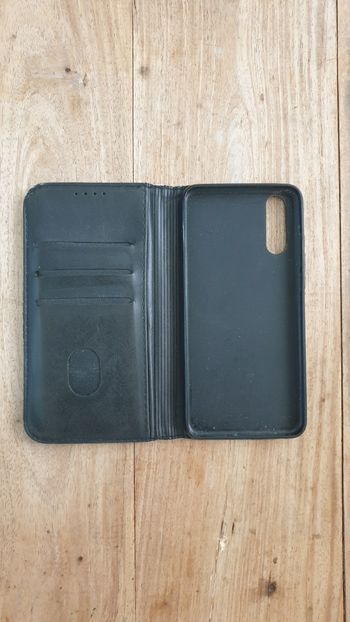 Housse de protection et porte cartes en cuir noir pour téléphone portable Huawei P20