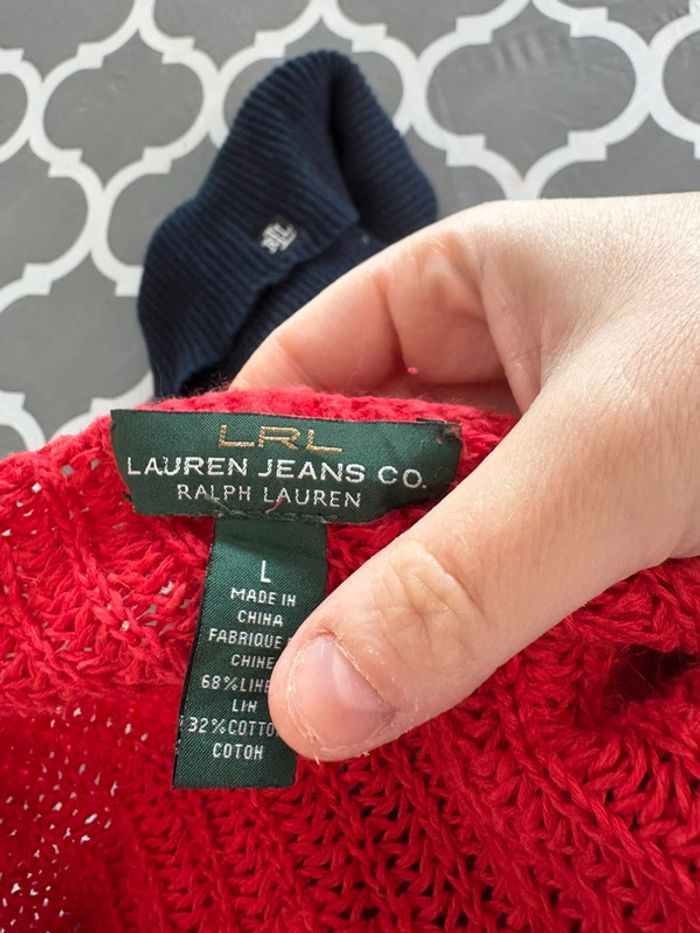 Pull rouge torsadé femme, Ralph Lauren, taille L - photo numéro 4