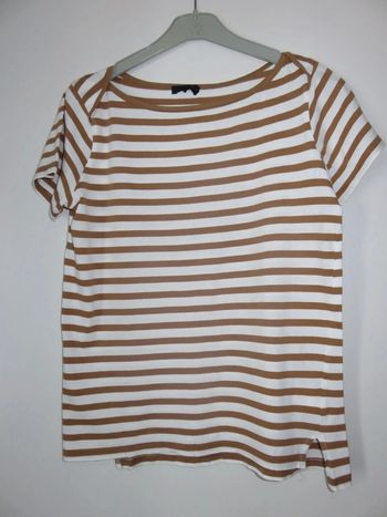 T-shirt rayé marron et blanc taille M comme ça ISM