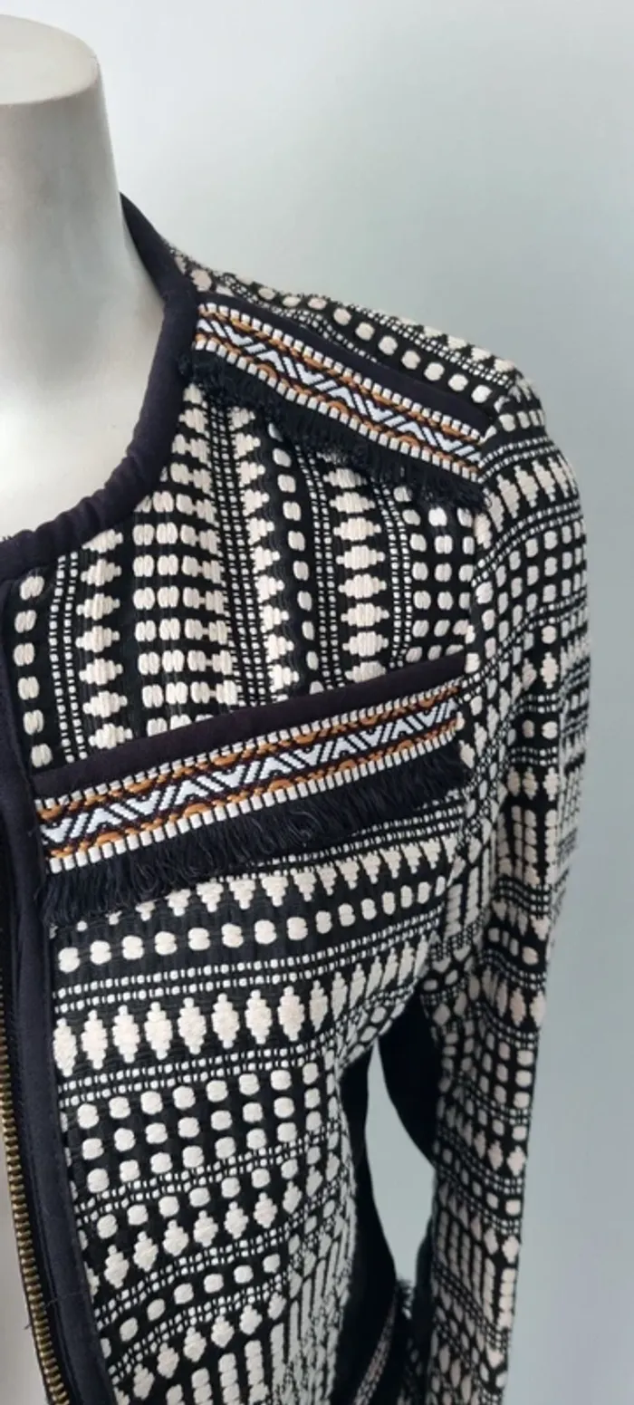 Veste tissés motif noir blanc h&m 38 - photo numéro 3
