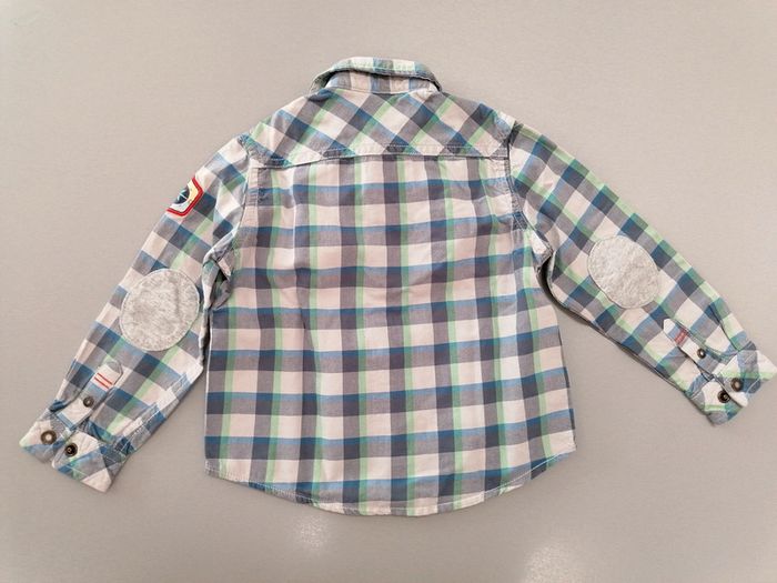 Chemise- tee-shirt 3ans-98cm bleu jeans-anis et gris clair. - photo numéro 4