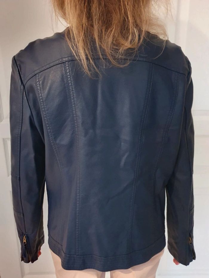 Veste simili cuir bleu marine - photo numéro 2