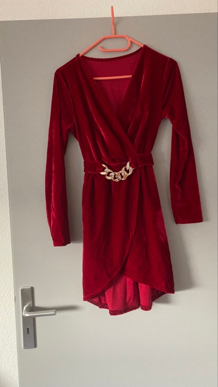 Robe rouge velours taille S