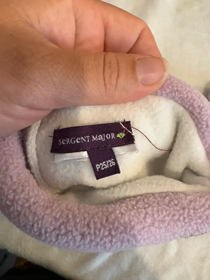 Chaussons bébé polaire Sergent Major blanc & lilas – motif petite souris 🐭💜 - photo numéro 5