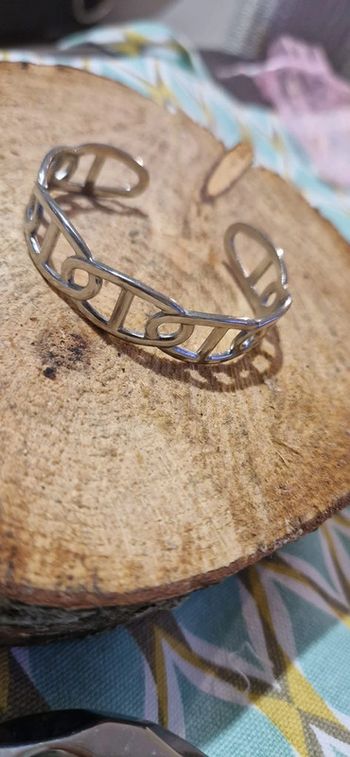 Jonc réglable acier inoxydable argent maillons farandole