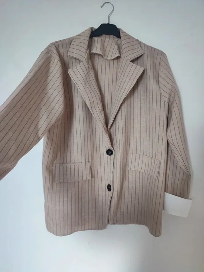 Blazer beige rayé taille unique