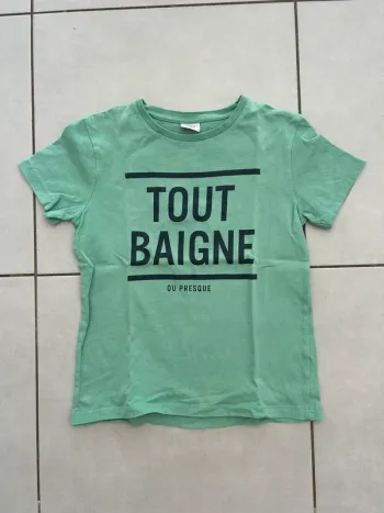 Tee shirt manches courtes TAO vert d’eau 8 ans