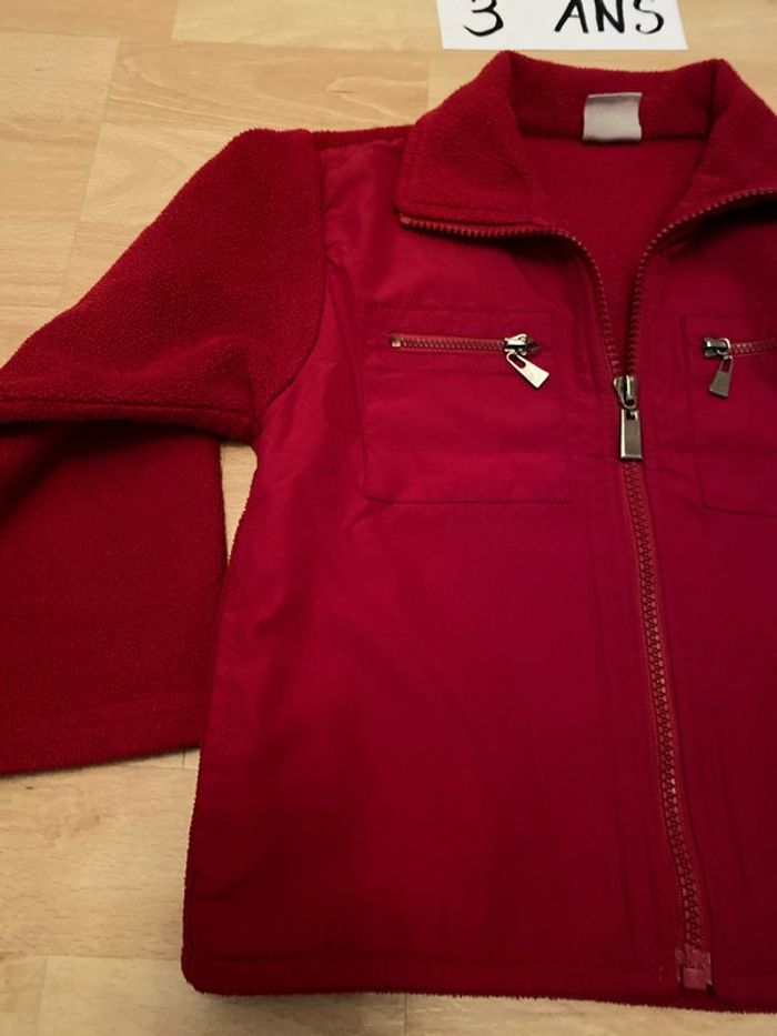Veste zippée polaire rouge 3 ans - photo numéro 2