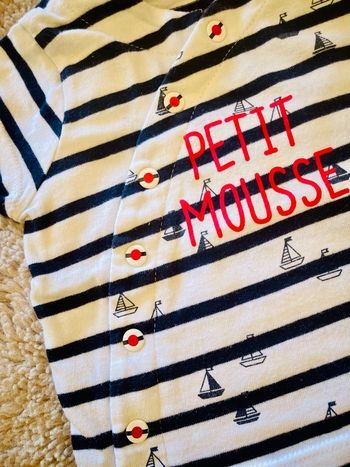 Ensemble été bébé garçon 3-6 mois 62cm Terre de Marins short + t-shirt marin