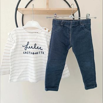 24 mois 2 ans ensemble teeshirt Lulu castagnette et pantalon kiabi