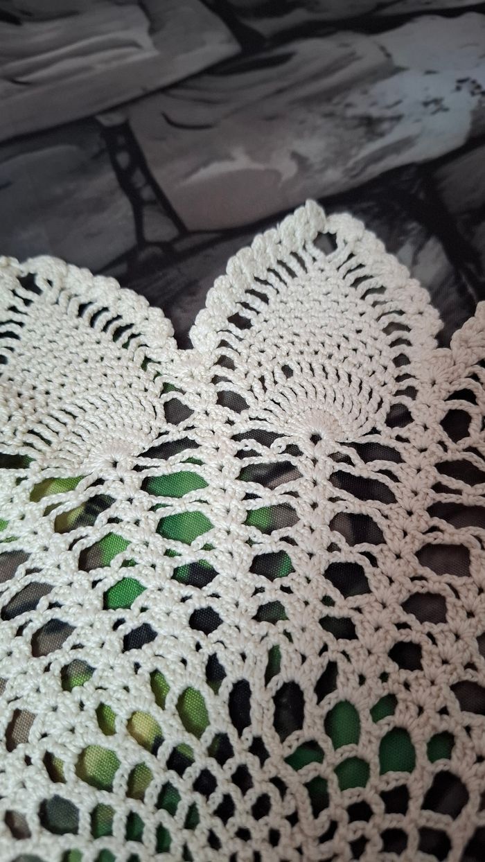 Napperon crochet motif fleur feuille écru blanc cassé vintage - photo numéro 7