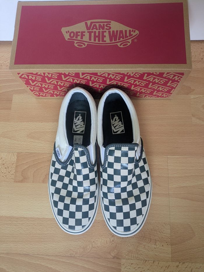 Vans classic slip-on damier vert et blanc - photo numéro 2