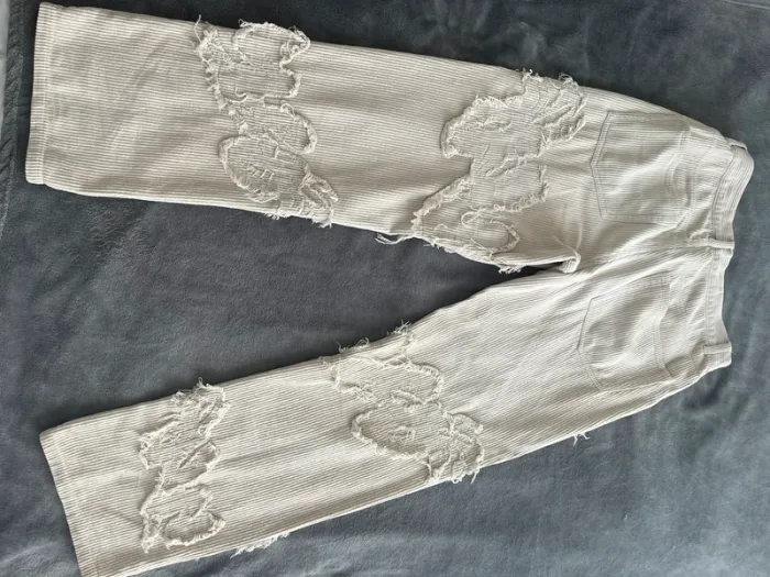 Pantalon Weyz beige T.S – Coupe droite | Style Y2K usé chic | Rare modèle - photo numéro 8