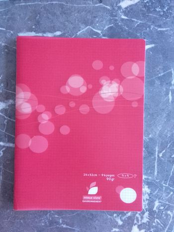 Cahier 24x32 - 96 pages - Rouge - petits carreaux